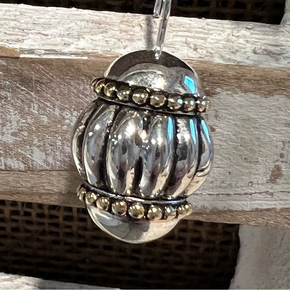 Vintage‎ Inspiration Pendant drop earrings Oval Barrel Shape Silver Tone Tiered - Picture 4 of 7